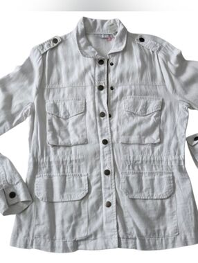 NY&Co White Linen Blend Safari Utility Jacket Small NWT